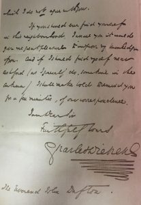 Image showing the last page of the letter and Dickens' signature