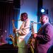 Saxophonists Leo Johnson and Anthony Nelson at opening NC 350 performance, 8/12/16, credit Ed Berger.