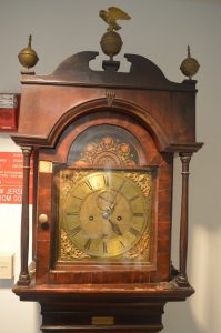 Movement: 8-day clock; square clock face not signed Case: intended for a (later) clock movement with an arched clock face; attributed to Nicholas Williamson Parsell (1797-1877) by the donor and is likely the same clock cited by Margaret E. White in Early Furniture Made in New Jersey, 1690-1870 ([Newark, N.J.]: The Newark Museum Association, c1958): “A tall clock with case attributed to Nicholas Parsell is owned by Catharine Schneeweiss.” Location: Special Collections and University Archives reading room (behind sign-in desk), Alexander Library Donor: Ralph Heyboer (1918-2011) of Linden, New Jersey Provenance: movement created in 18th century; case created in 19th century; evidently owned at one time by Catharine Hardenbergh Schneeweiss (1893-1977), the daughter of Henry P. Schneeweiss; per donor: “from estate of Henry P. Schneewiess family” Note: per Somerset County Historical Quarterly (vol. 8): Nicholas W. Parsell had a daughter Mary who married F.M. Schneeweiss, the father of a Henry Schneeweiss. Per Rutgers University Biographical Files: Alumni (Class of 1877): Henry P[arsell] Schneeweiss (1856-1930), who served as the treasurer of Rutgers from 1915 to 1928, was the son of Franz Maxmillion Schneeweiss and Mary (Parsell) Schneeweiss. He married Mary Cornelia Hardenbergh, a descendant of the first president of Queens College [now Rutgers University], and resided at 56 College Avenue at the time of his death. Received: 1992; acquired, from the same donor, with other items (e.g., monogrammed china, said to be from the Parsell family, and a mahogany secretary bookcase) identified as having the same provenance 