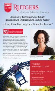 (How) Can Teaching be a Force for Justice? presented by the GSE takes Place on November 2.