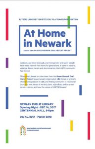 An exhibition drawing upon the Queer Newark Oral History Project opens at Newark Public Library on December 14. 