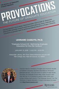 Lenoard Cassuto will discuss 21st century graduate education on January 31.