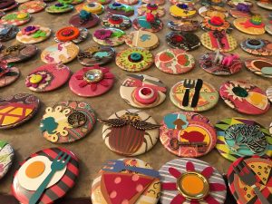 A sampling of the one-of-a-kind buttons that lucky patrons got to take home with them from Megan Lotts's Take Away project.