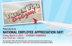 Get a free meal for National Employee Appreciation Day at Rutgers–Newark on March 2.
