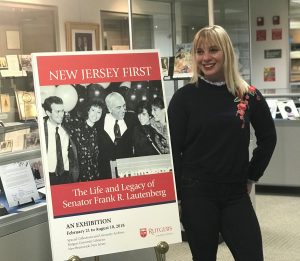 Sheridan Sayles poses in the Lautenberg exhibit