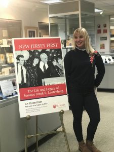 Sheridan Sayles poses in the Lautenberg exhibit