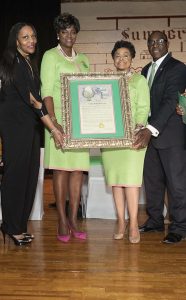 Chantel Harris at the ceremony honoring her great-great grandmother, Ethel Hedgeman Lyle, who founded the Alpha Kappa Alpha sorority.