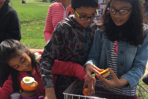 children playing with toy food
