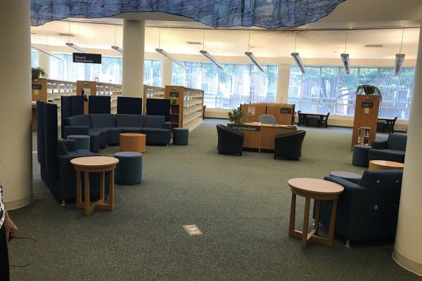 New modular furniture has been installed at the Chang Library. Credit: Judit Ward.