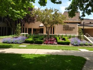 Landscaping in front of library