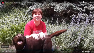 Regina and her dog from the CCAS and UCC Virtual Celebration