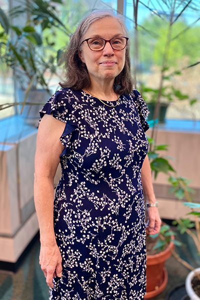 Bobbie Tipton in Alexander Library, August 2022
