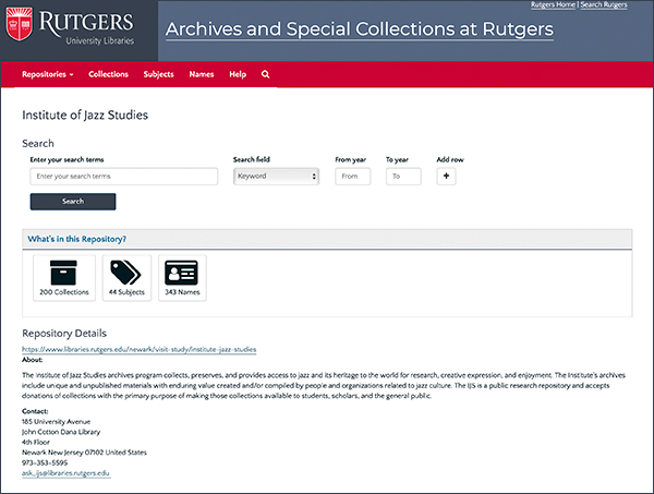 IJS finding aid webpage
