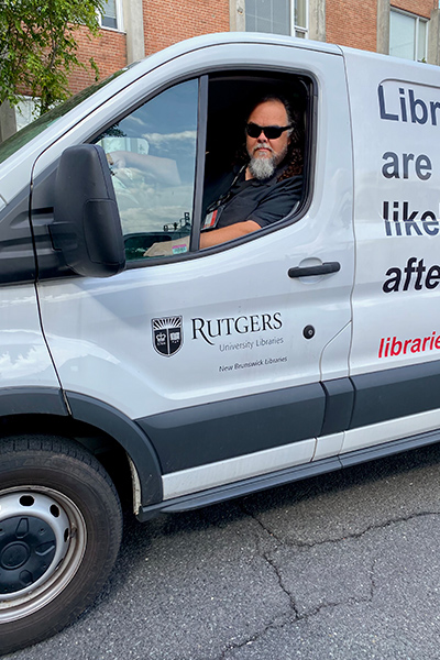 James "Jim" Robinson in the NBL delivery van, July 2022.