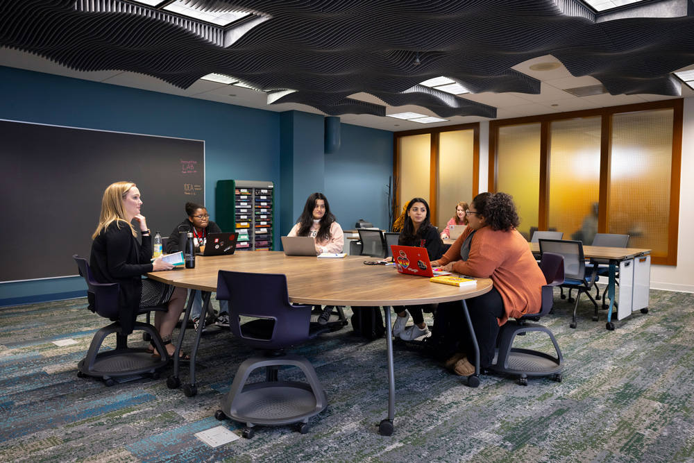 IDEA students collaborate in the Hatchery’s Hub (Area 1). Photo by John Emerson.