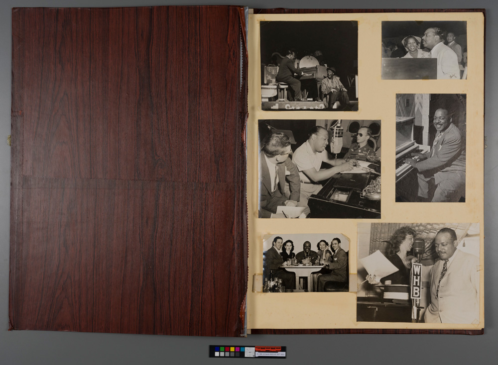 Basie photo album with musical performance (photo courtesy of the Conservation Center for Art &amp; Historic Artifacts).