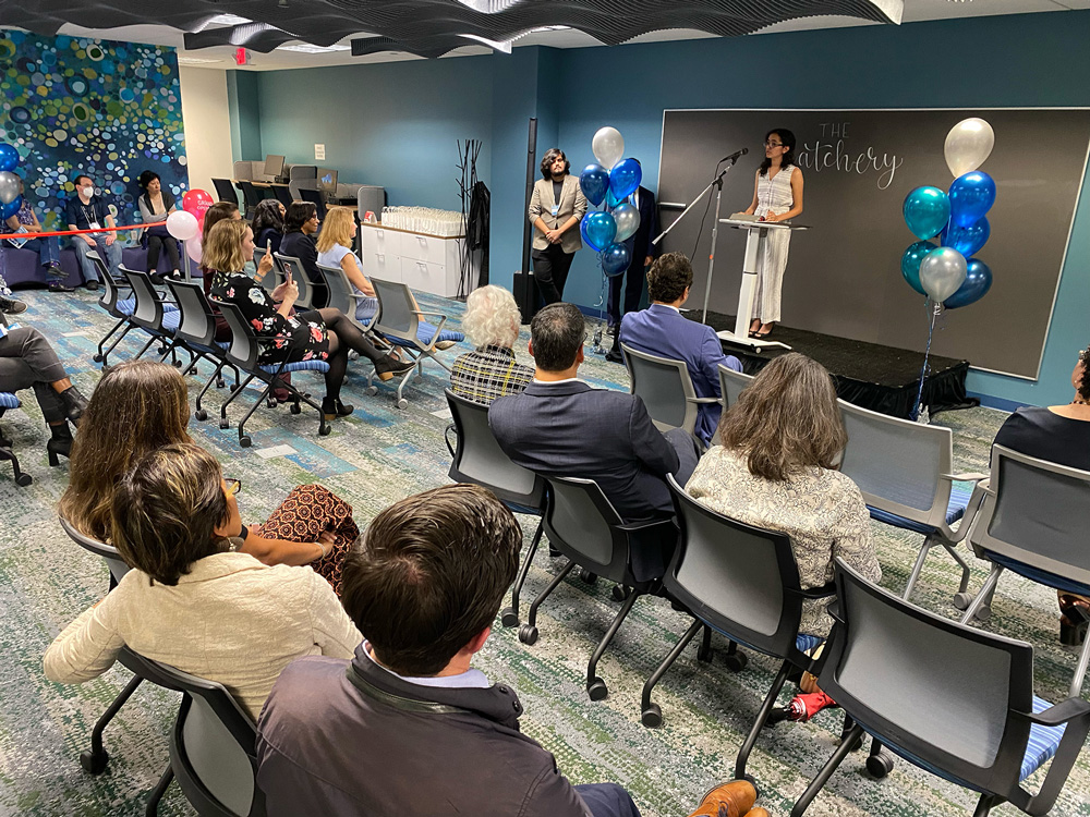 IDEA students gave presentations at the Hatchery grand opening.
