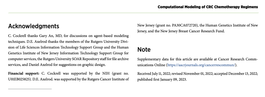 Cancer Research Communications Journal - SOAR Acknowledgment - 010923