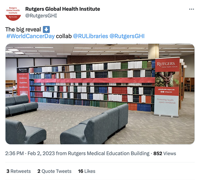 RU GHI Tweet RWJ Library End Cancer Book Billboard 020223 Web