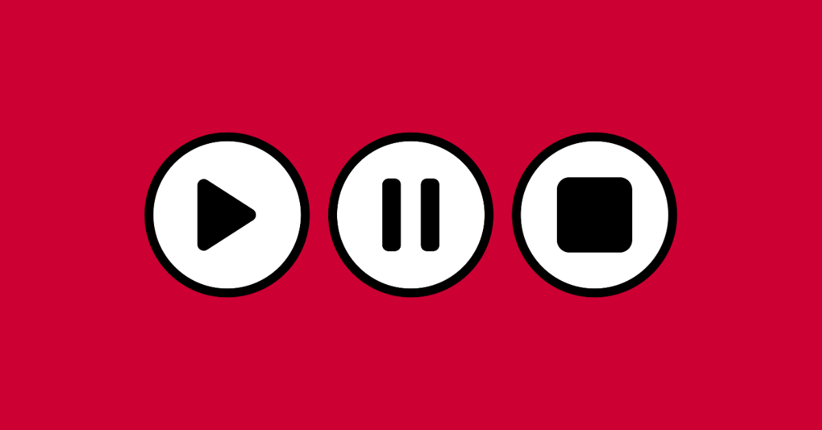 simple illustration showing video play, pause, and stop icons