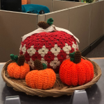 Close-up of pumpkins made from yarn