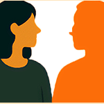 illustration of silhouettes of two people facing each other