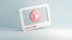 inimal video media player Interface on blue background