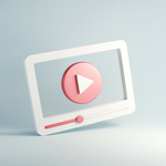 Minimal video media player Interface on blue background