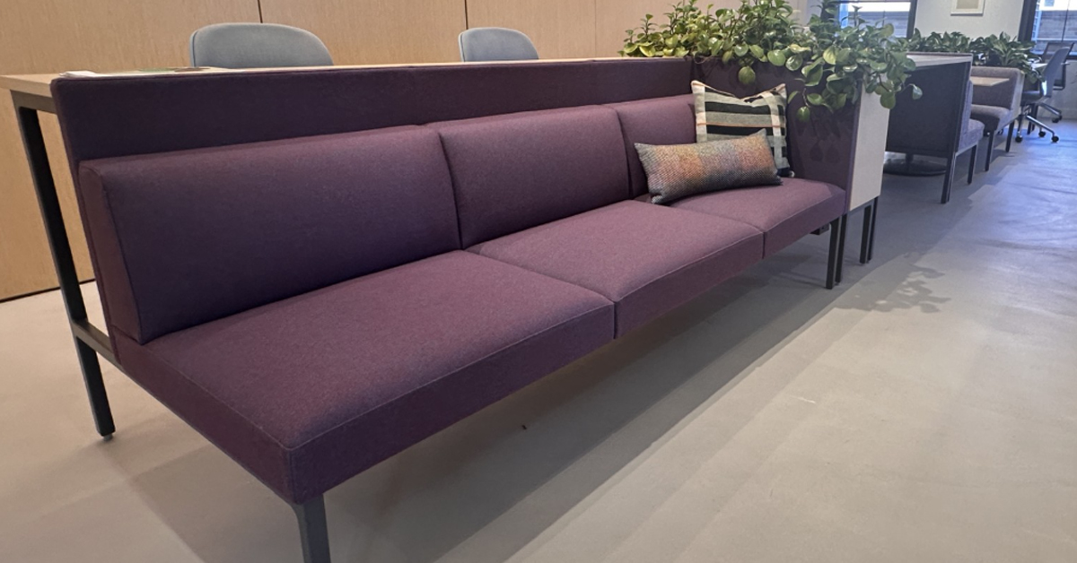 Close-up of a couch in a lounge space