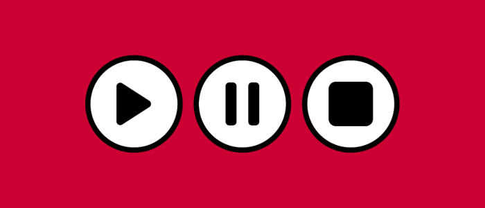 virtual posters 1200 x 628 simple illustration showing video play, pause, and stop icons